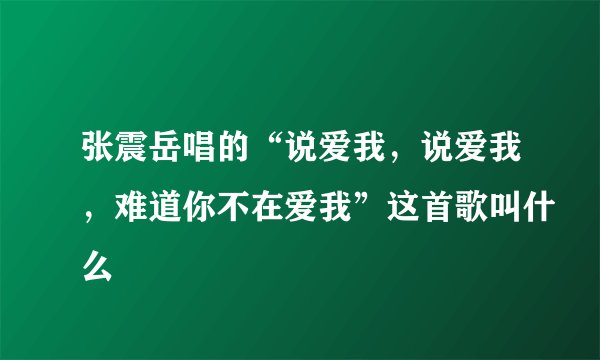 张震岳唱的“说爱我，说爱我，难道你不在爱我”这首歌叫什么