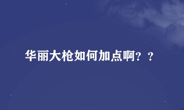 华丽大枪如何加点啊？？