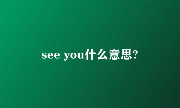 see you什么意思?
