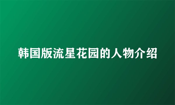 韩国版流星花园的人物介绍