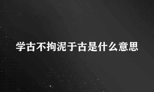 学古不拘泥于古是什么意思