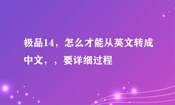 极品14，怎么才能从英文转成中文，，要详细过程