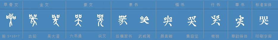 哭字的偏旁部首是