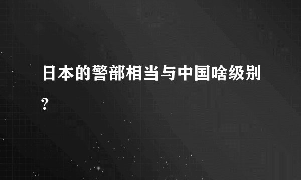 日本的警部相当与中国啥级别？
