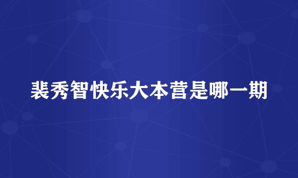 裴秀智快乐大本营是哪一期
