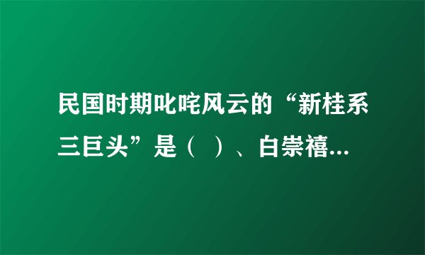 民国时期叱咤风云的“新桂系三巨头”是（ ）、白崇禧和黄绍竑。