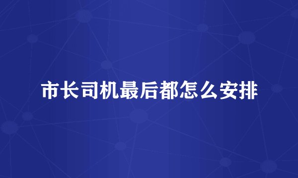市长司机最后都怎么安排