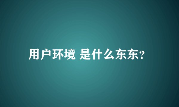 用户环境 是什么东东？