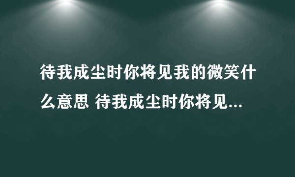 待我成尘时你将见我的微笑什么意思 待我成尘时你将见我的微笑的意思