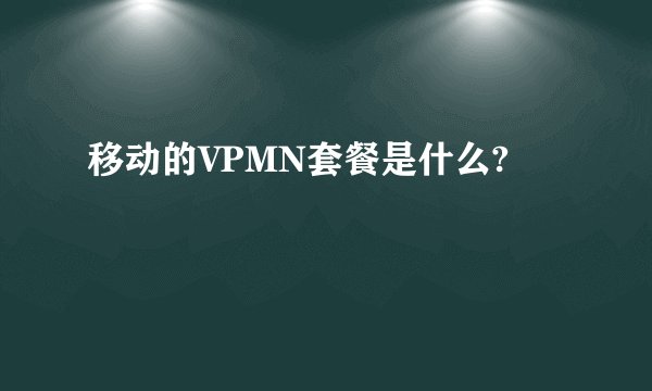 移动的VPMN套餐是什么?
