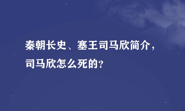 秦朝长史、塞王司马欣简介，司马欣怎么死的？