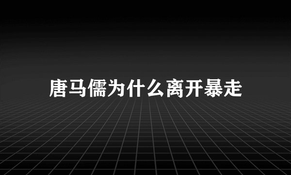 唐马儒为什么离开暴走