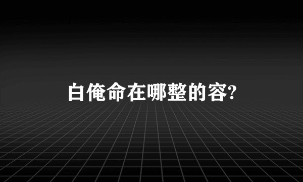 白俺命在哪整的容?