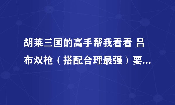 胡莱三国的高手帮我看看 吕布双枪（搭配合理最强）要打什么技能？用不用把 “斜刺”洗了