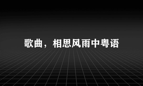 歌曲,相思风雨中粤语