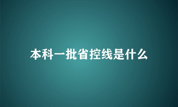 本科一批省控线是什么