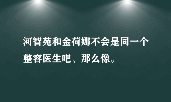 河智苑和金荷娜不会是同一个整容医生吧、那么像。