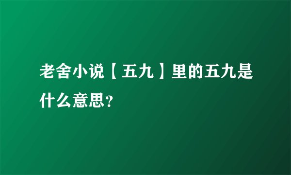 老舍小说【五九】里的五九是什么意思？