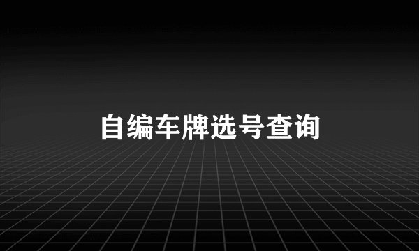 自编车牌选号查询