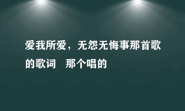 爱我所爱，无怨无悔事那首歌的歌词   那个唱的