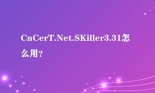 CnCerT.Net.SKiller3.31怎么用？