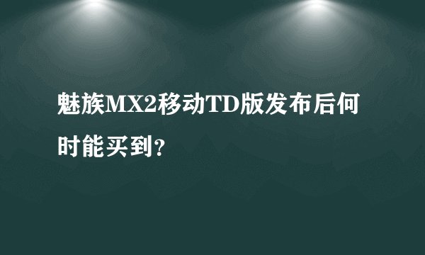 魅族MX2移动TD版发布后何时能买到？