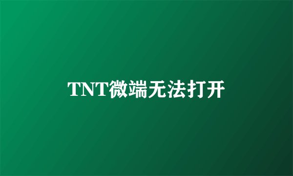TNT微端无法打开