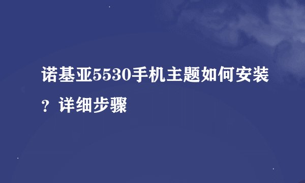 诺基亚5530手机主题如何安装？详细步骤
