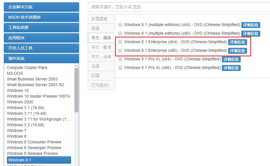 msdn里面的win8选哪个