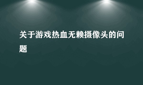 关于游戏热血无赖摄像头的问题