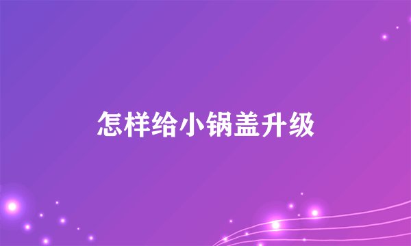 怎样给小锅盖升级