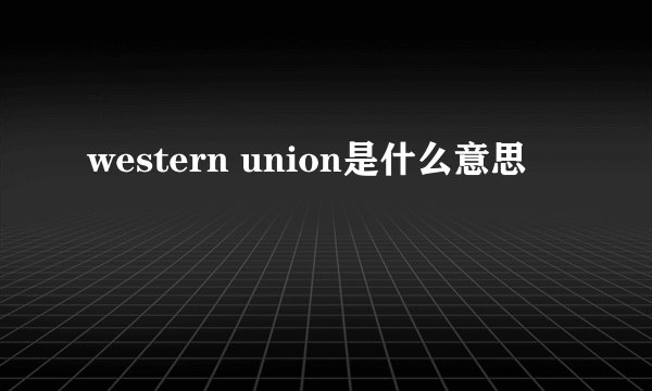 western union是什么意思
