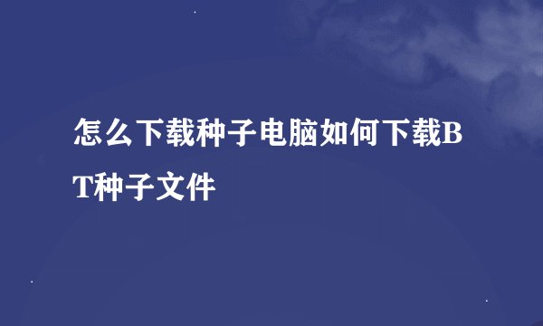 怎么下载种子电脑如何下载BT种子文件