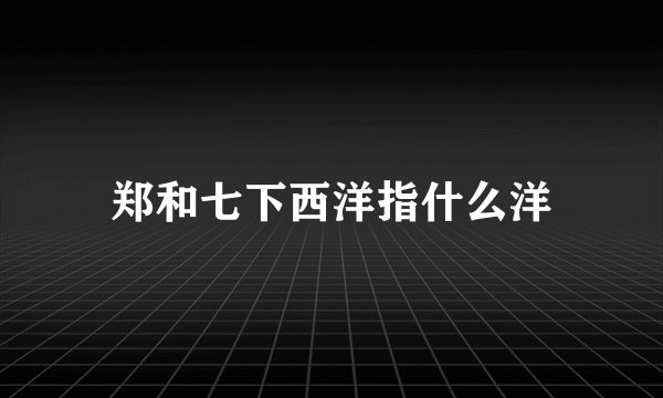 郑和七下西洋指什么洋