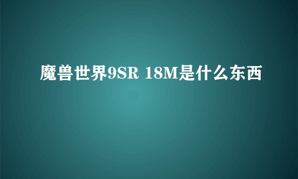 魔兽世界9SR 18M是什么东西