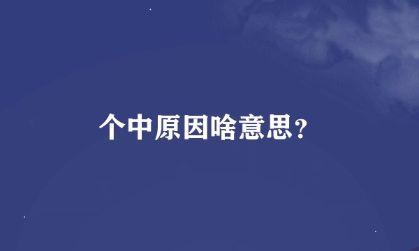 个中原因啥意思？