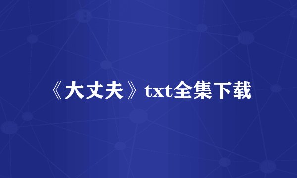 《大丈夫》txt全集下载