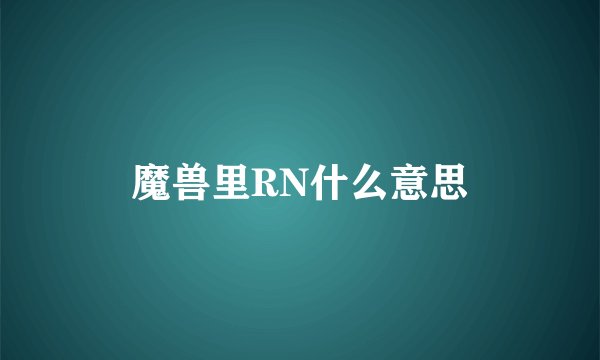 魔兽里RN什么意思