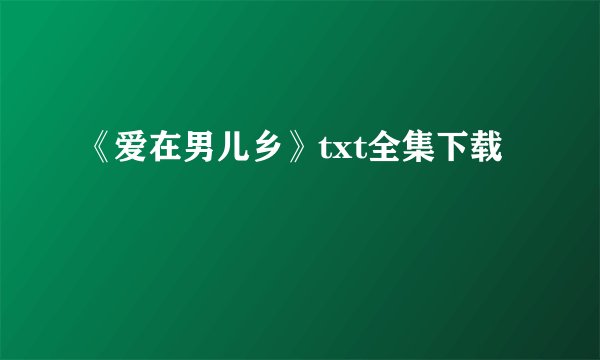 《爱在男儿乡》txt全集下载