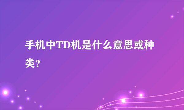 手机中TD机是什么意思或种类？