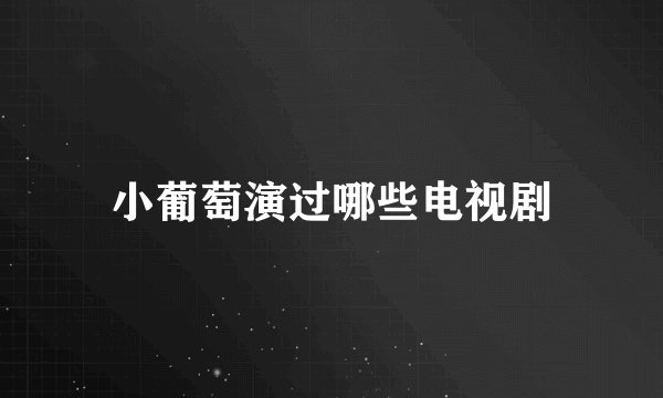 小葡萄演过哪些电视剧