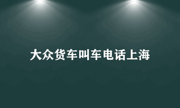 大众货车叫车电话上海