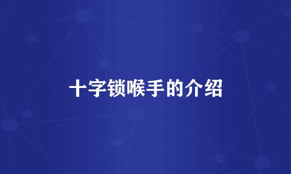 十字锁喉手的介绍