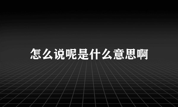 怎么说呢是什么意思啊
