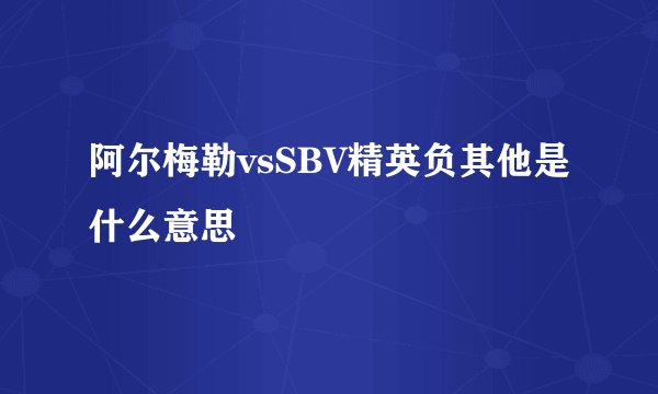 阿尔梅勒vsSBV精英负其他是什么意思