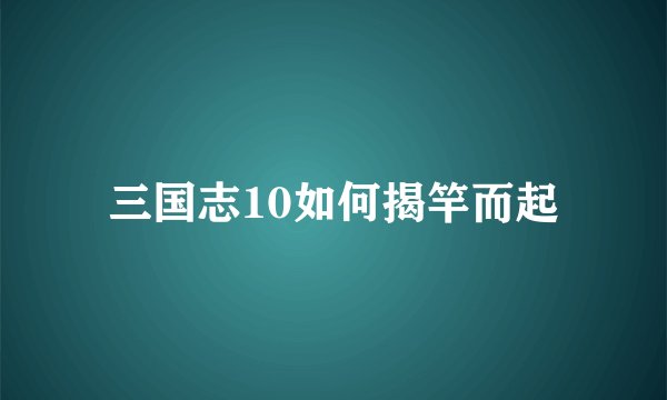 三国志10如何揭竿而起