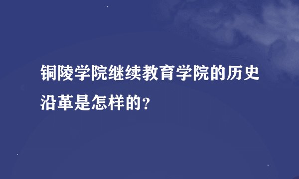 铜陵学院继续教育学院的历史沿革是怎样的？