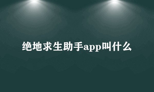 绝地求生助手app叫什么