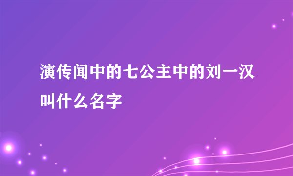 演传闻中的七公主中的刘一汉叫什么名字
