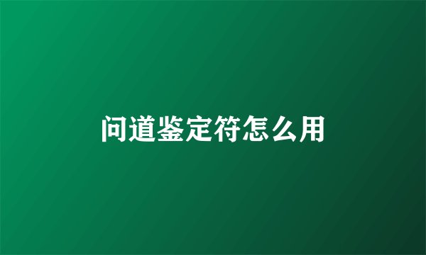 问道鉴定符怎么用